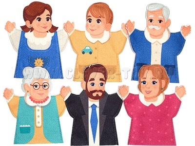 Театр на руку "Семья" фетр (6 детатей) Театр на руку "Семья" фетр (6 детатей)